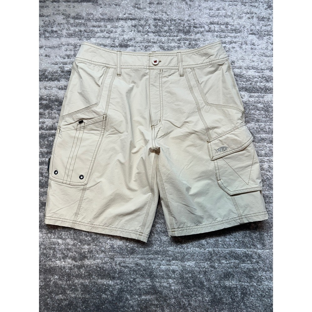 AFTCO Cargo Shorts Mens 32 Tan Fishing Tactical Stretch Utility Hiking